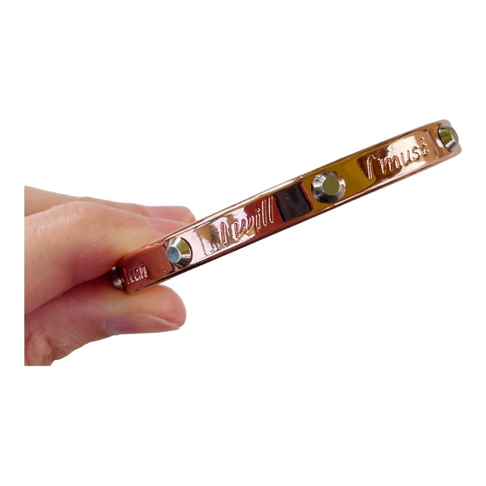 Mary Kay I Can I Will I Must Rose Gold Tone Studded Cuff Bracelet - Picture 2 of 3